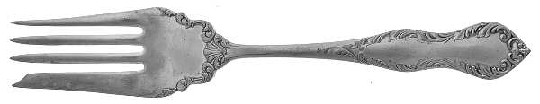 U. S. Silver Three (Silverplate) Medium Solid Cold Meat Serving Fork