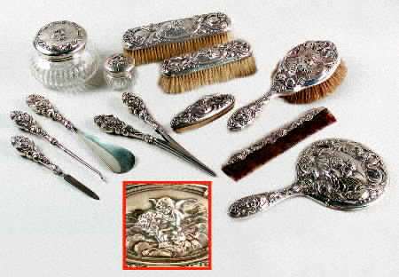 Loves Dream (Sterling, 1904, Hollowware) (12 Pc) Dresser Set