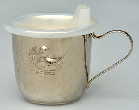 Silverplate Hollowware Baby Sipper Cup & Plastic Lid