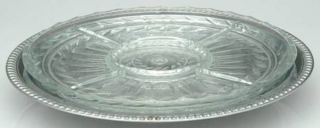 Silverplate Hollowware 5 Part Relish with Glass Divided Liner