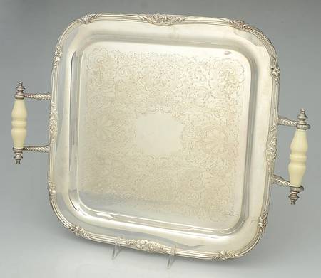 Silverplate Hollowware 14" Handled Rectangular Tray