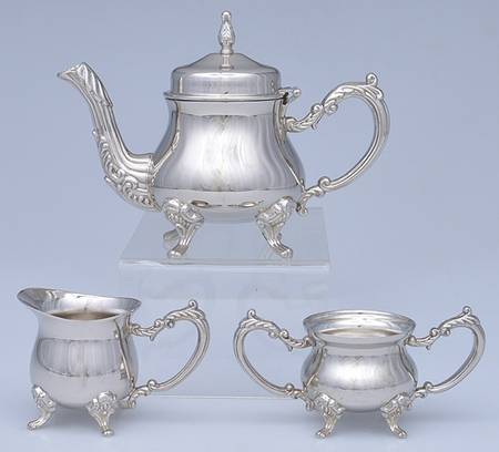 Silverplate Hollowware 3-Piece Silverplate Mini Tea Set
