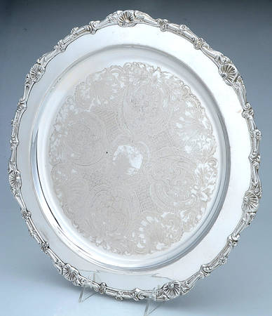 Silverplate Hollowware 14" Round Footed Tray