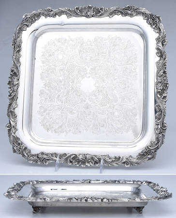 Silverplate Hollowware 14" Square Tray
