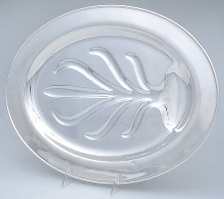Silverplate Hollowware 16" 4 Toed Meat Platter with Well