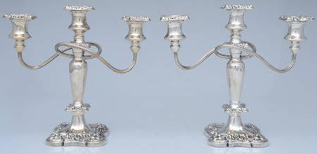 Silverplate Hollowware Pair of 11" 3-Light Candelabra