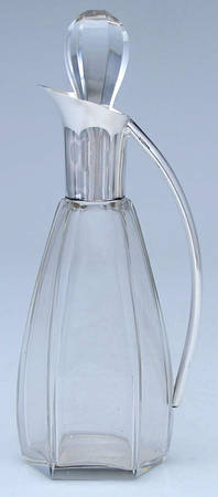 Silverplate Hollowware Crystal Cruet Bottle W/Silver Top