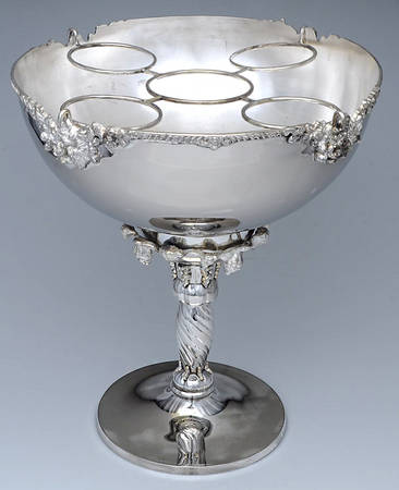 Silverplate Hollowware 5 Bottle Champagne Holder W/Rack & Insert