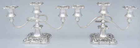 Silverplate Hollowware Pair of 6" 3 Light Candelabra