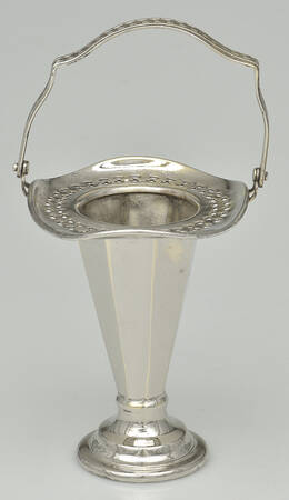 Silverplate Hollowware Basket Vase with Handle