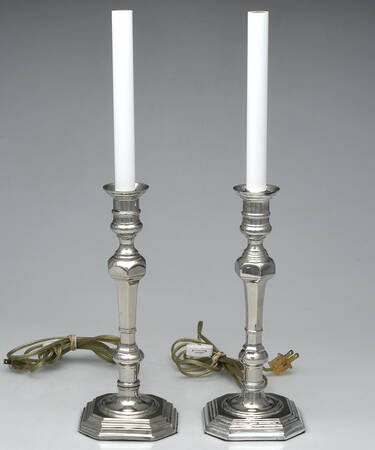 Silverplate Hollowware Pair of 18" Electric Candlesticks