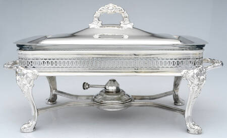 Silverplate Hollowware (4 Pc) Buffet Server Includes Stand & Burner