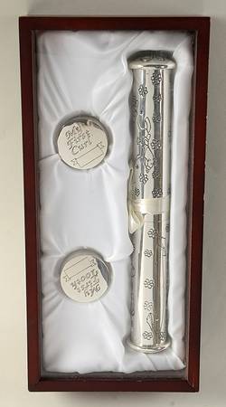Silverplate Hollowware Birth Certificate, First Tooth & Curl Box Set
