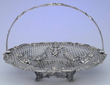Silverplate Hollowware 12" Pierced Handled Basket