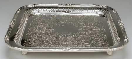 Silverplate Hollowware Square Footed Silverplate Tray