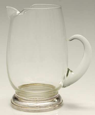 Silverplate Hollowware Crystal Pitcher with Silverplate Base