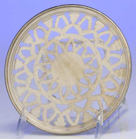 Silverplate Hollowware Round Crystal Trivet with Sterling Overlay