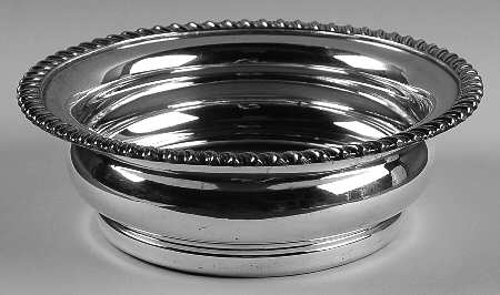 Silverplate Hollowware Wine Coaster with Wood Base