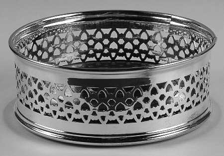 Silverplate Hollowware Wine Coaster with Wood Base