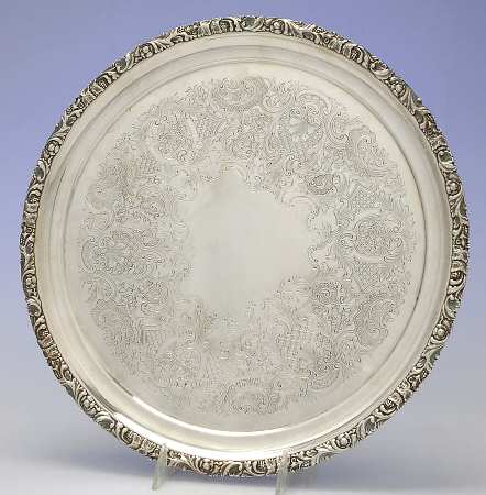 Silverplate Hollowware 13" 3-Toed Silverplate Round Tray