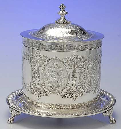 Silverplate Hollowware Biscuit Box with Hinged Lid