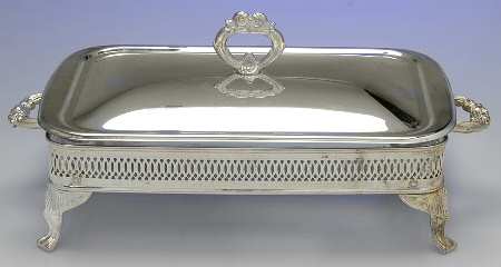 Silverplate Hollowware 2 Qt Rectangular Covered Casserole with Liner