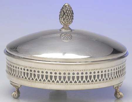 Silverplate Hollowware Crystal Candy Dish w/Silverplate Base & Lid