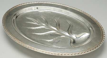 Silverplate Hollowware Meat Platter with Well Tree