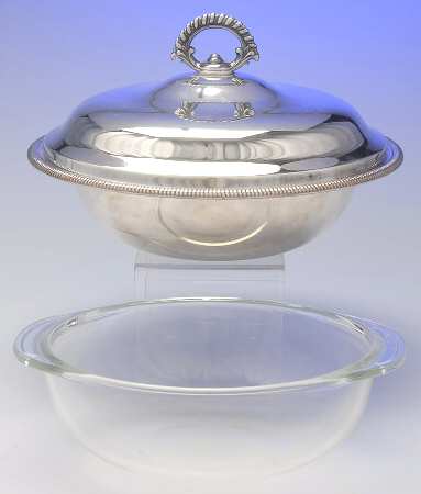 Silverplate Hollowware Plated Round Covered Casserole with Glass
