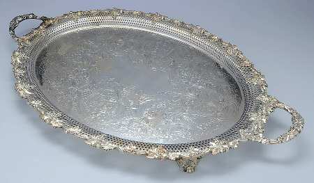 Silverplate Hollowware 24" Waiter Tray