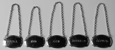 Silverplate Hollowware Decanter Label - Set of 5