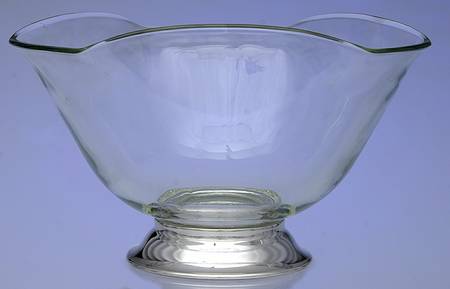 Silverplate Hollowware 10" Ruffled Round Crystal Bowl W/Slvp Base