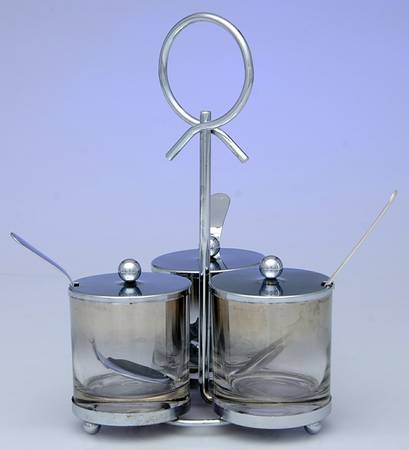Silverplate Hollowware 3 Section Condiment Set
