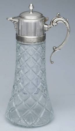 Silverplate Hollowware Crystal Beverage Server w/Silverplate Lid