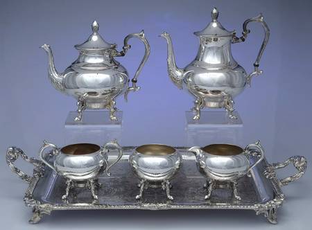 Silverplate Hollowware 6 Piece Tea Set (PCP, PTP, PCR, PSUO, PWB, PWTL)