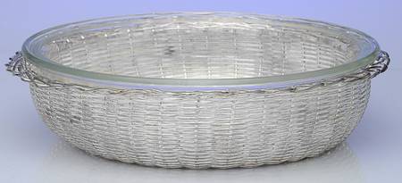 Silverplate Hollowware 10" Glass Serving Bowl with Holder