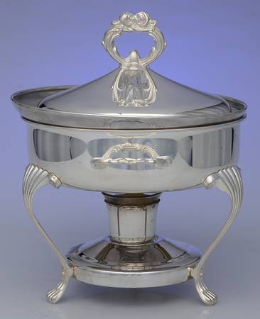 Silverplate Hollowware Chafing Dish W/Lid, Burner & Stand