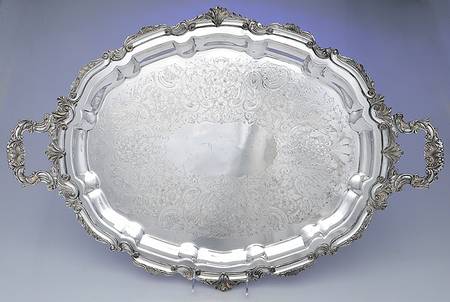 Silverplate Hollowware Large Footed Waiter Tray