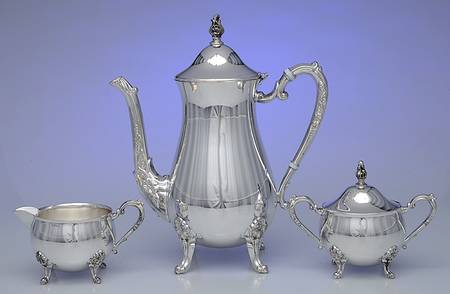 Silverplate Hollowware 3pc Coffee Set (Cp, Cr, Su)