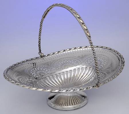 Silverplate Hollowware 12" Footed Pierced Handled Basket