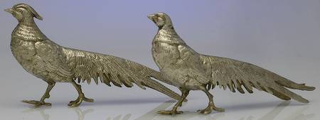 Silverplate Hollowware Pheasant Figurine - Set of 2