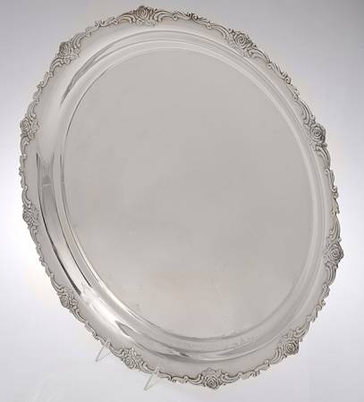 Silverplate Hollowware 20" 3-Toed Silverplate Round Tray
