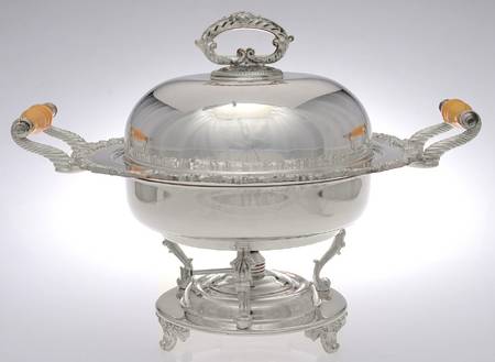 Silverplate Hollowware 2 Handled Chafing Dish w/Lid,Burner,Stand,Liner