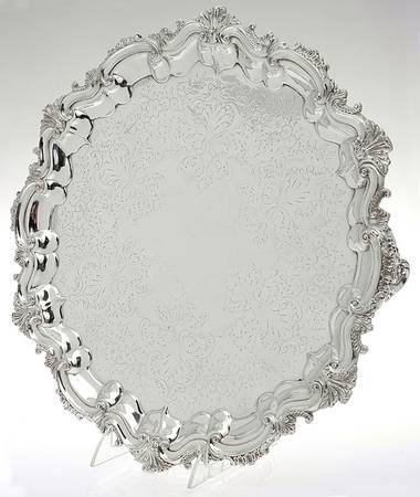 Silverplate Hollowware 15" Footed Round Tray