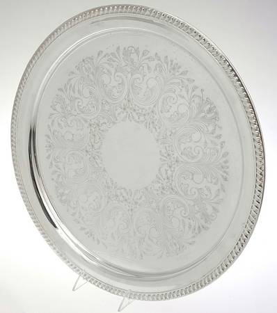 Silverplate Hollowware Round Tray For Punch Bowl