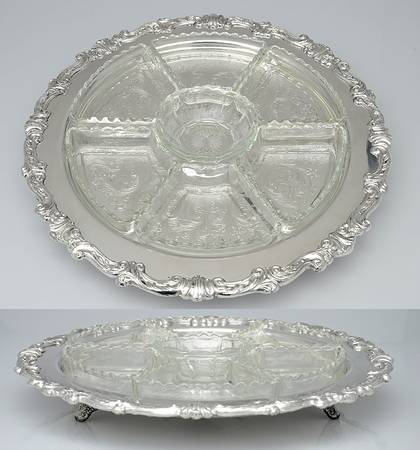 Silverplate Hollowware Relish with Glass Liner