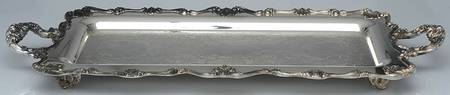 Silverplate Hollowware 20" 4-Toed Rectangular Handled Tray