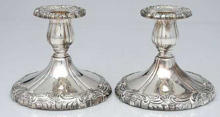 Silverplate Hollowware Pair of 4" Console Candleholders