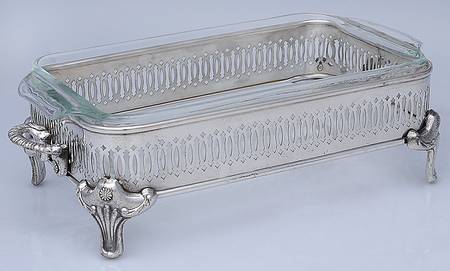 Silverplate Hollowware Loaf Holder with Pyrex Liner
