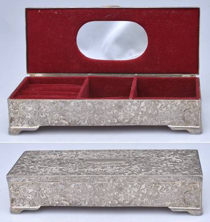 Silverplate Hollowware Jewelry Box with Hinged Lid